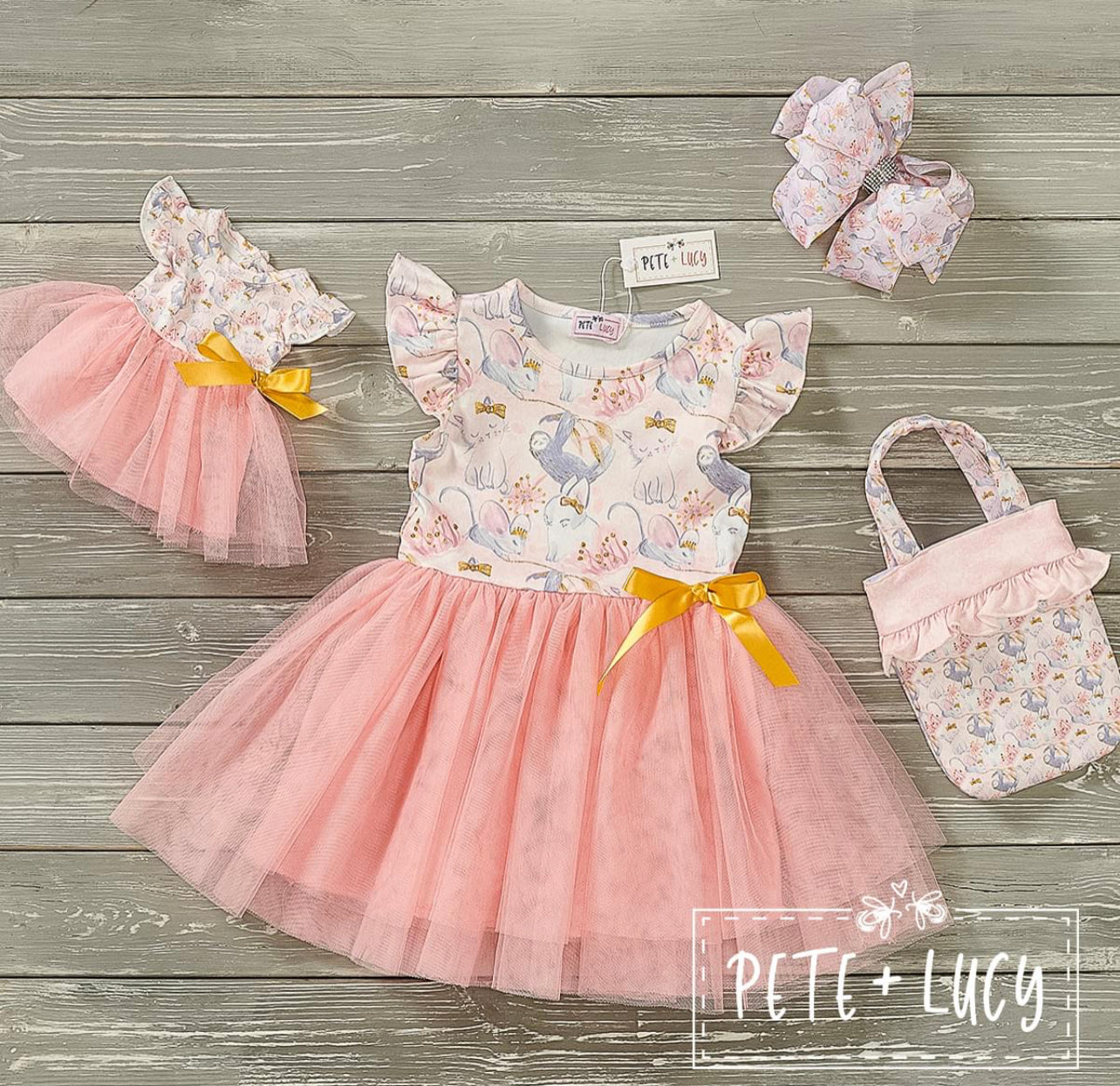 kitten, Sloth Bunny - Doll Dress