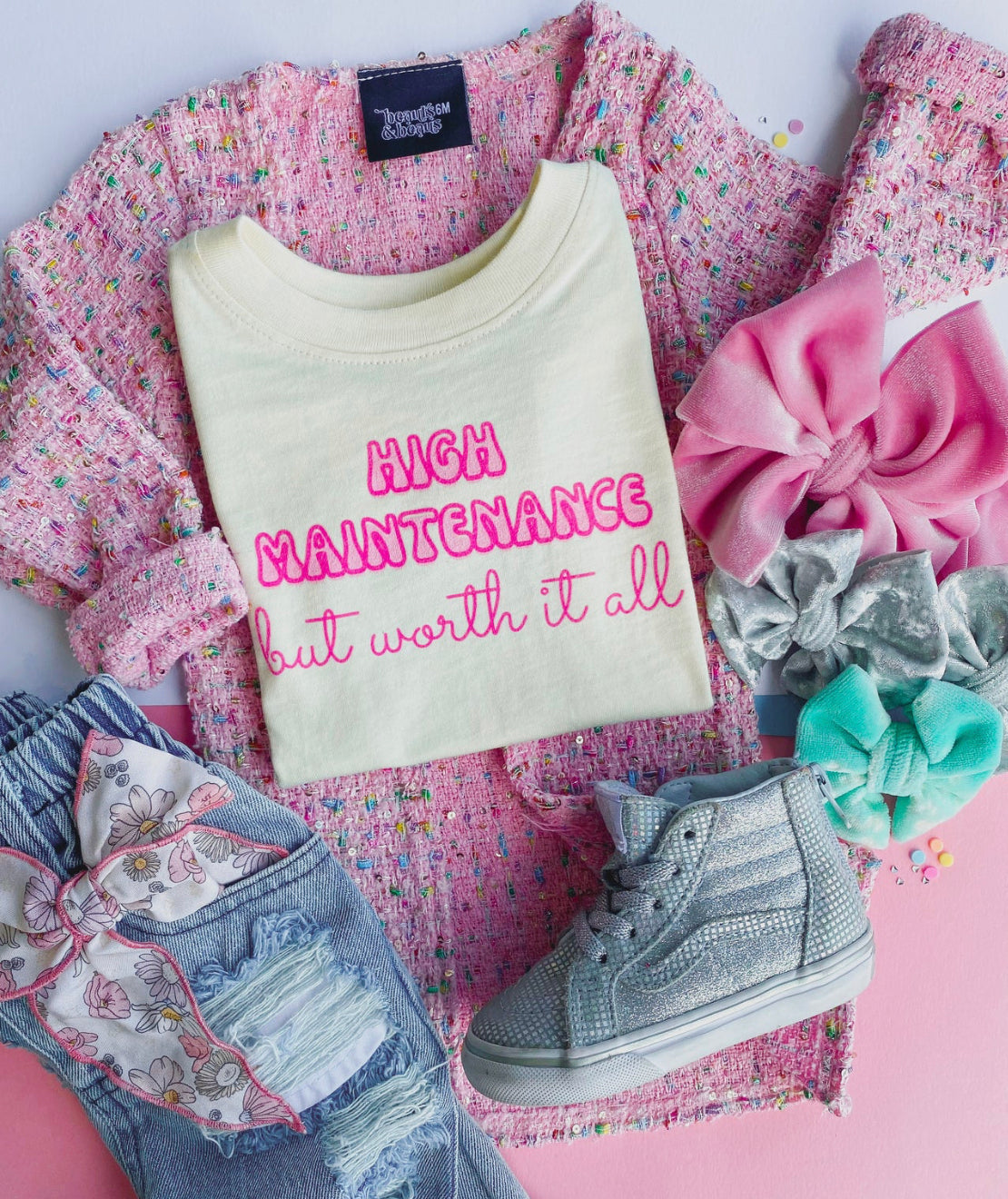 Pink Multi-Color Tweed Cardigan