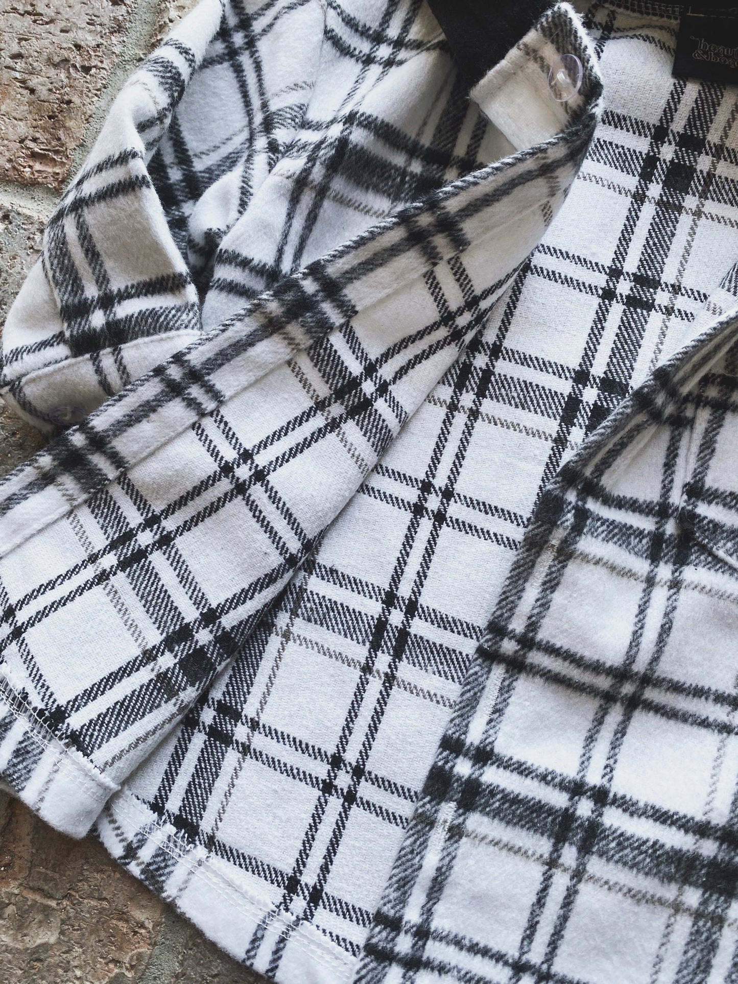 White Plaid Hooded Flannel Shacket