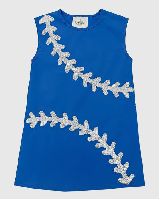 Sequin Baseball Shift Dress - Blue