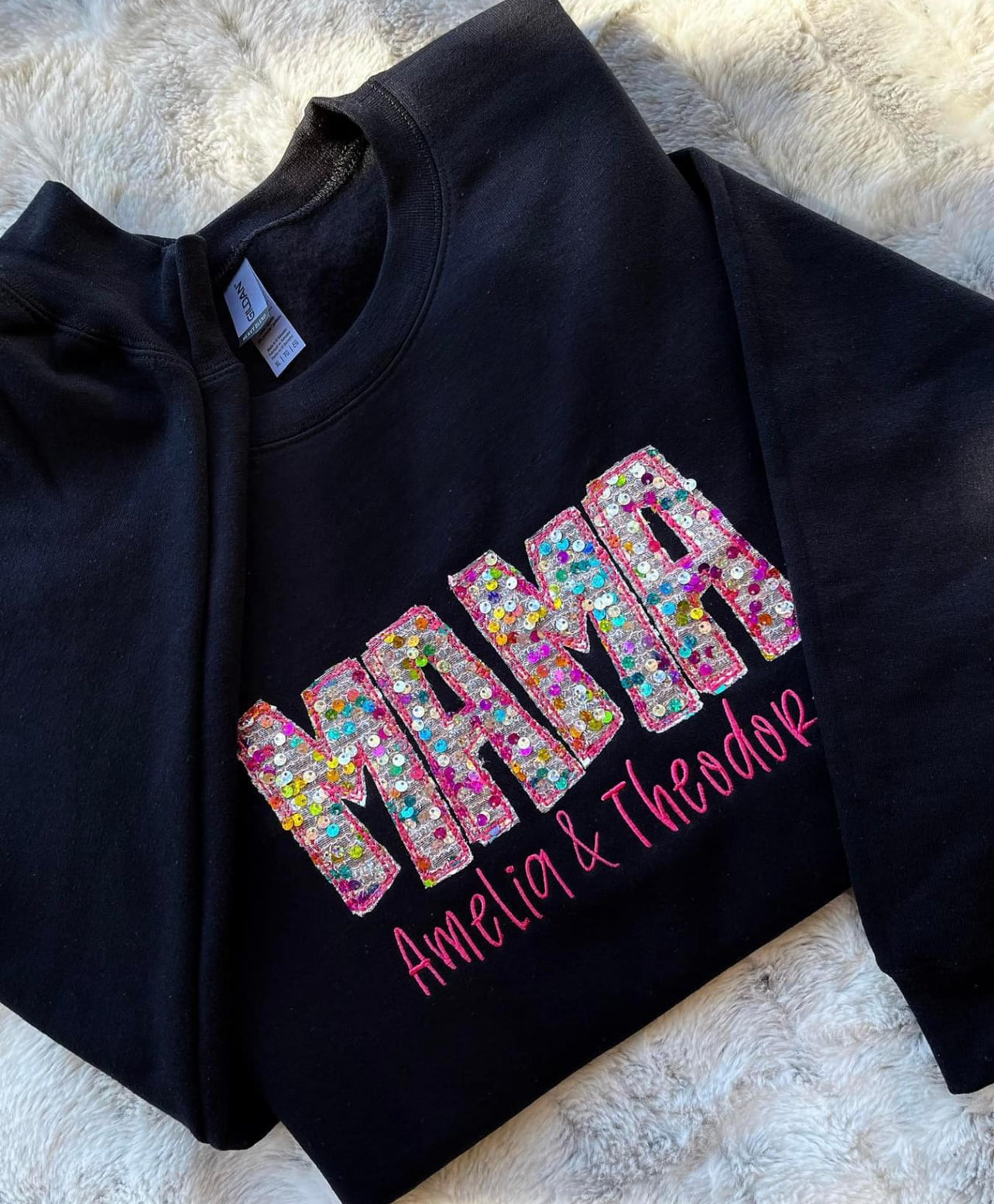 Mama Embroidered Sequin- Sweatshirt