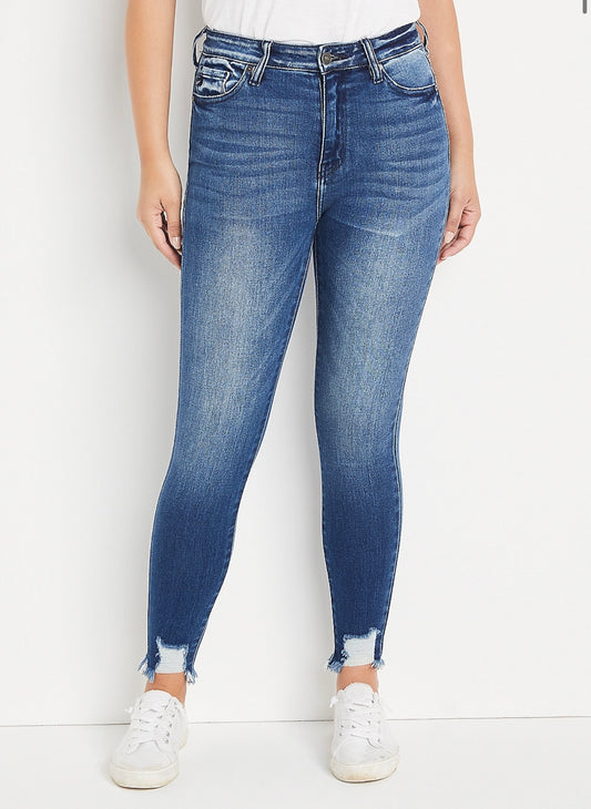 Kancan High Rise Raw Hem Ankle Jeans