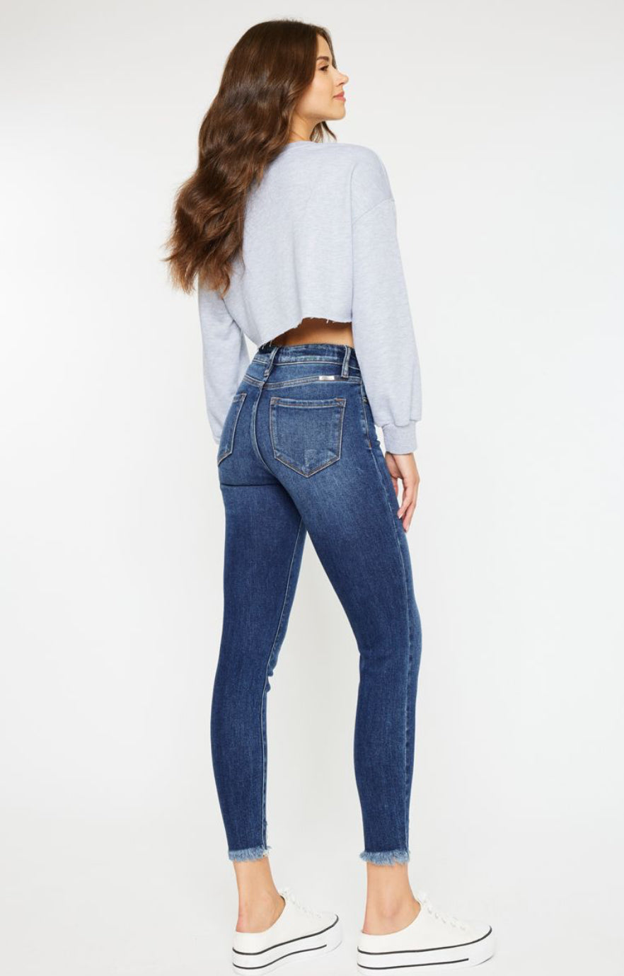 Kancan High Rise Raw Hem Ankle Jeans