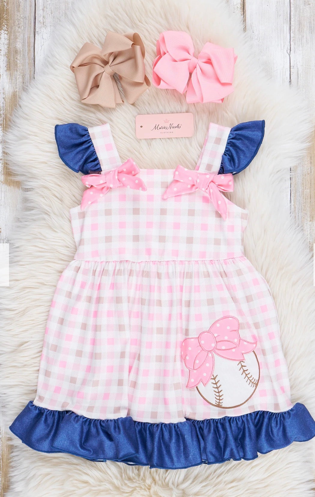 Pink & Navy Gingham Baseball - Dress