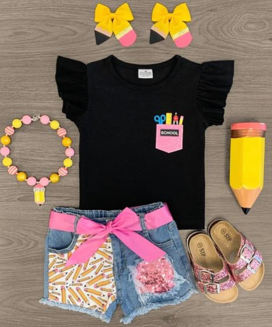 School Supplies Denim 2pc Set