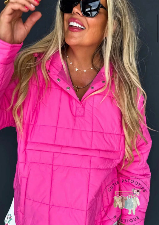 Women’s Pullover Puffer Jacket -Pink