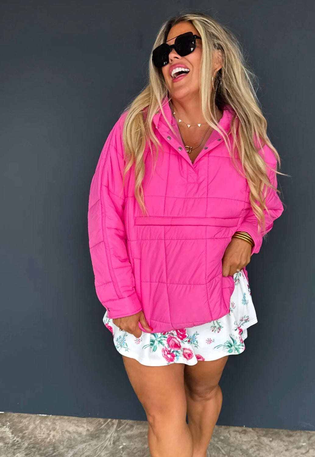 Women’s Pullover Puffer Jacket -Pink