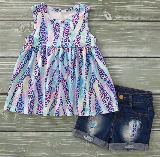 Safari Shimmer Denim -2pc Set