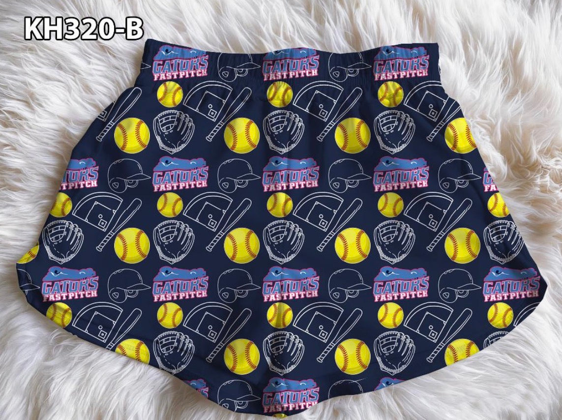 Gators Fastpitch Navy High Waisted Shorts - Womens/Girls