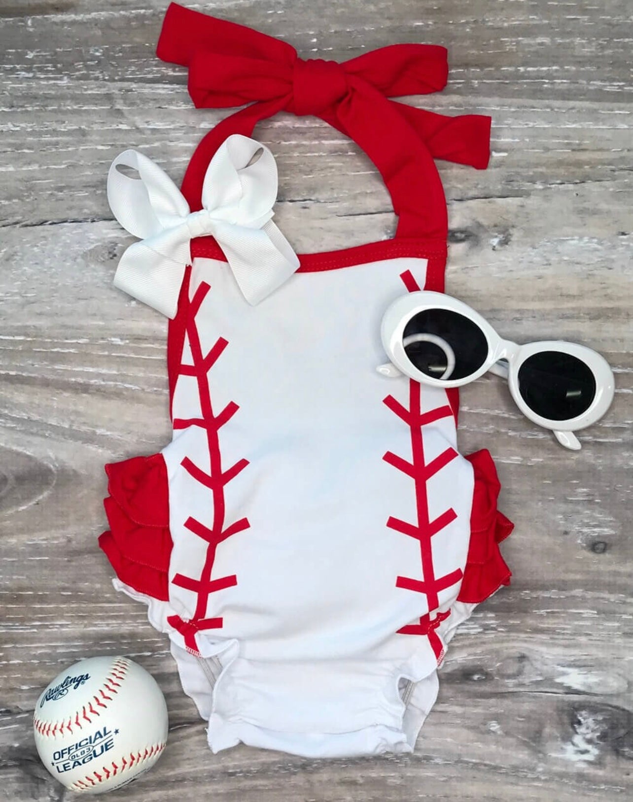 Baseball Ruffle Romper