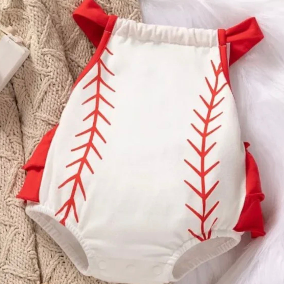 Baseball Ruffle Romper