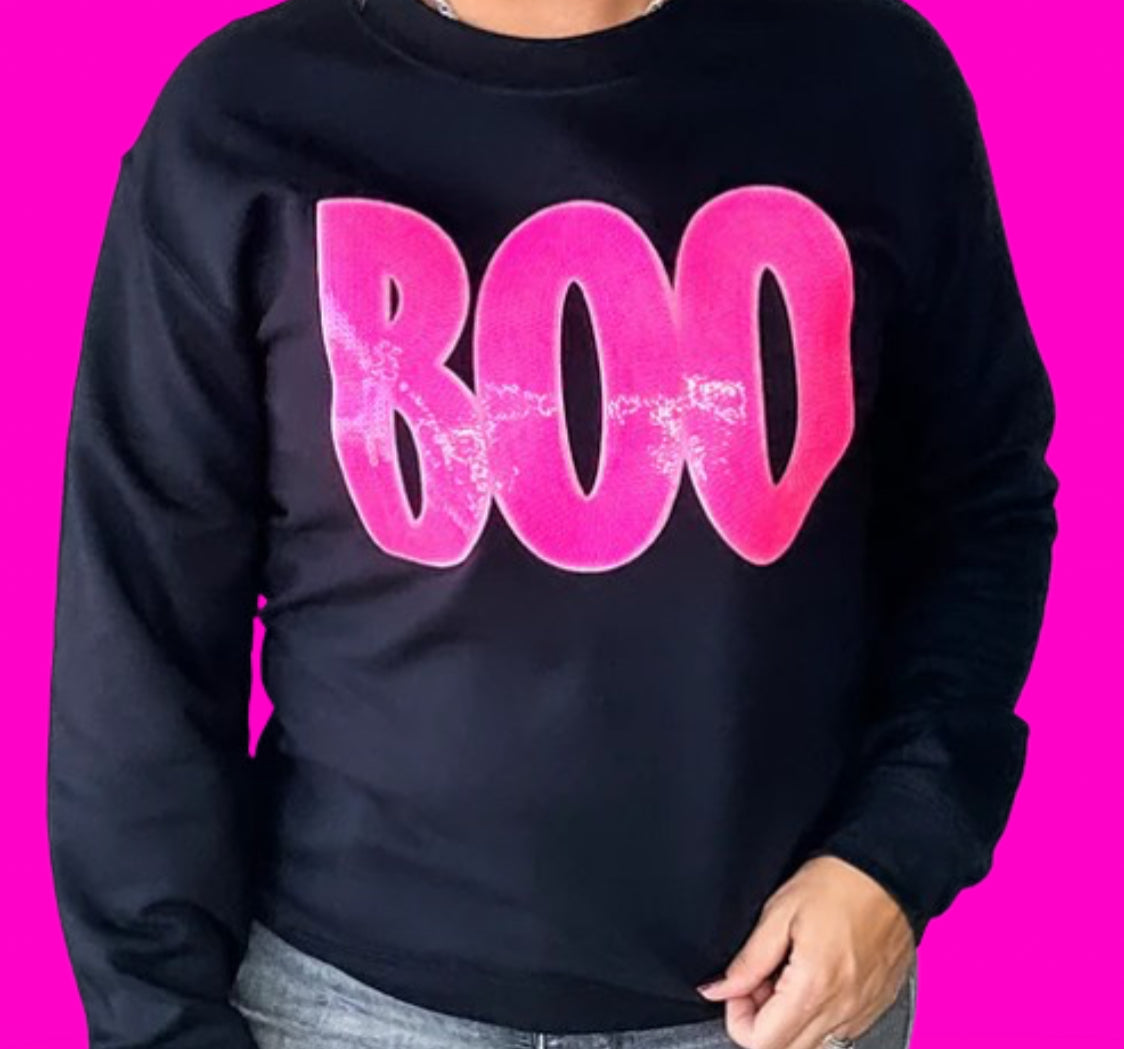 BOO Sequin Patch Sweatshirt