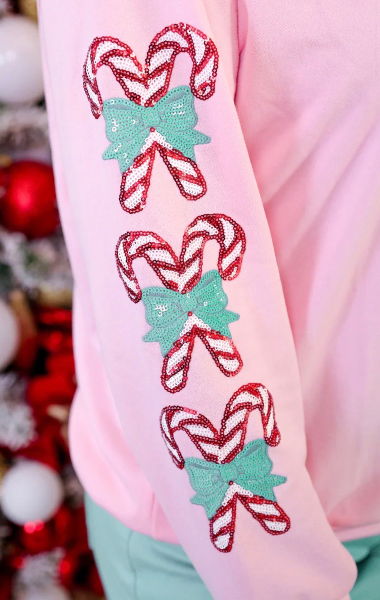 Candy Cane Sequin Pullover