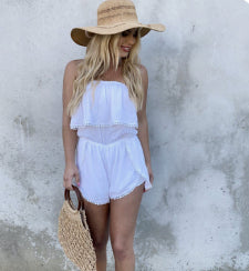 White PomPom Romper