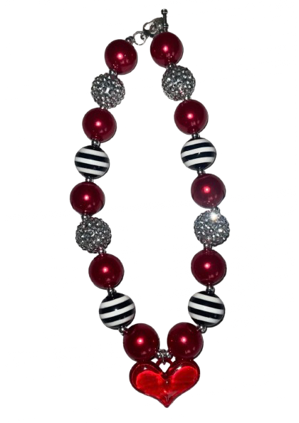 Red, Black and Bling Heart necklace