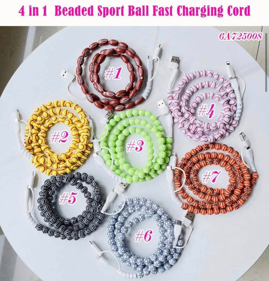 4 in 1 Beaded Sports Charging Cord