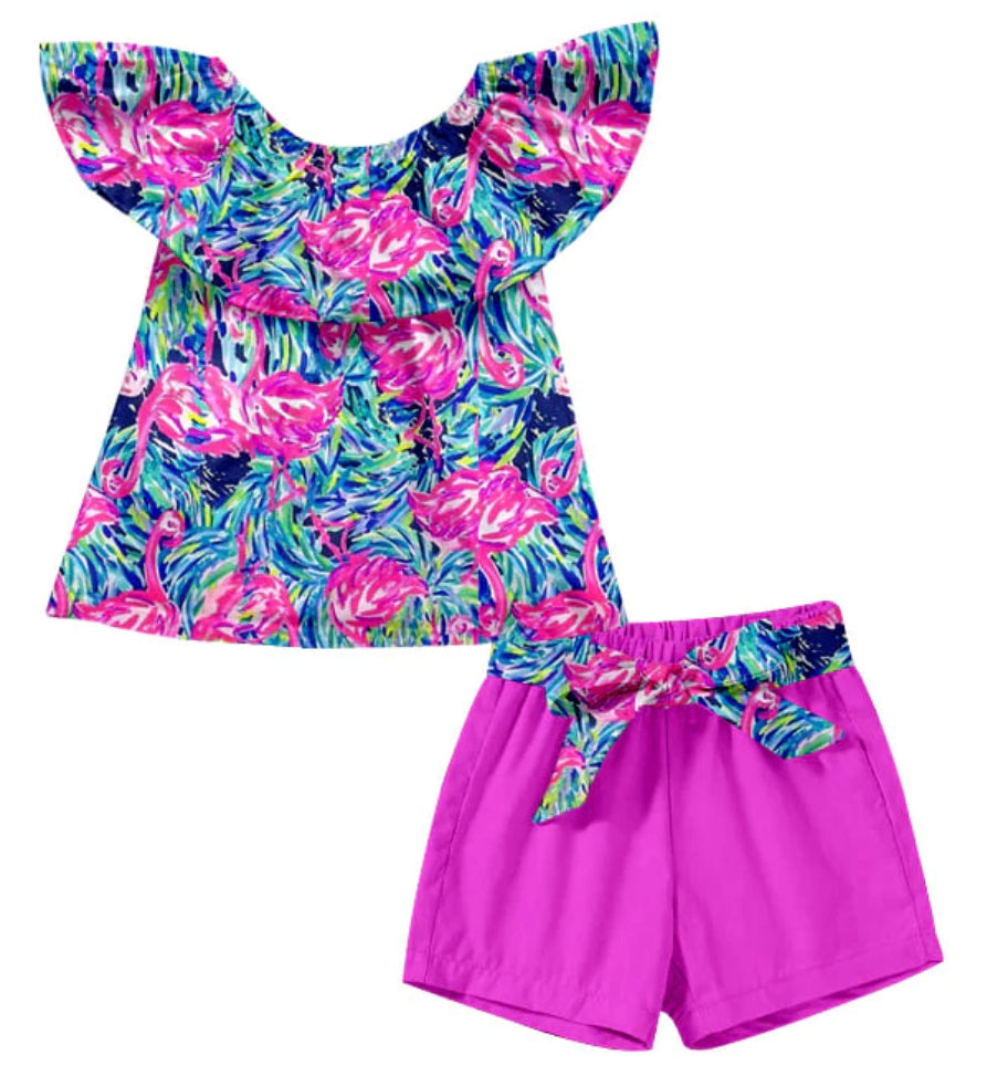 Flamingo Shorts Set