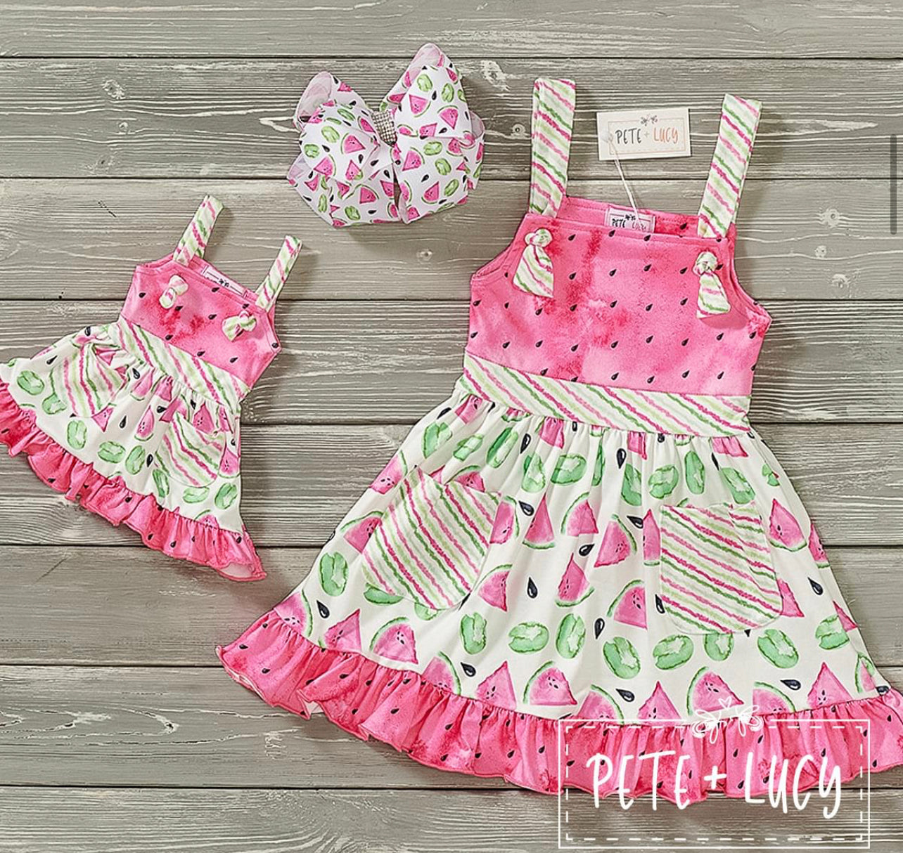 Watercolor Watermelon- Doll Dress