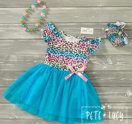 Bright Leopard Cheer - Tulle Dress