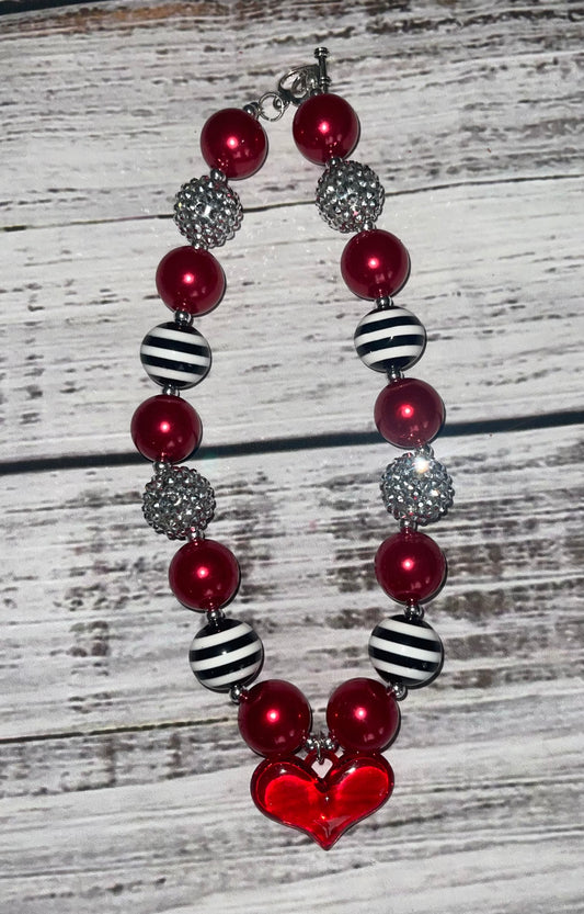 Red, Black and Bling Heart necklace