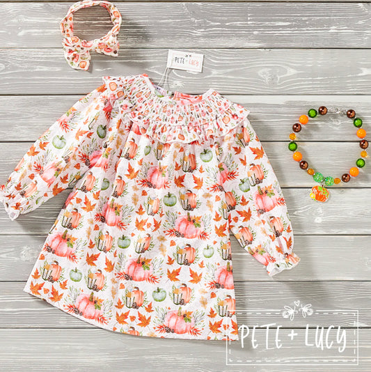 Pumpkin Spice & Everything Nice- Smocked Dress