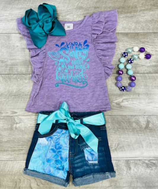 Kinda Salty Mermaid Denim 3pc set