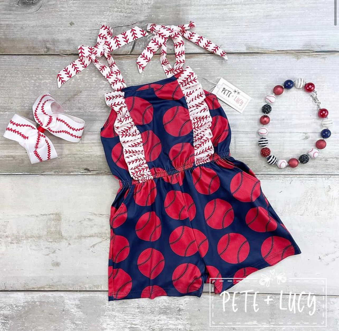 Take Me Out to the Ballgame-Girl Romper