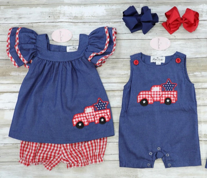 Chambray Truck Boy Romper