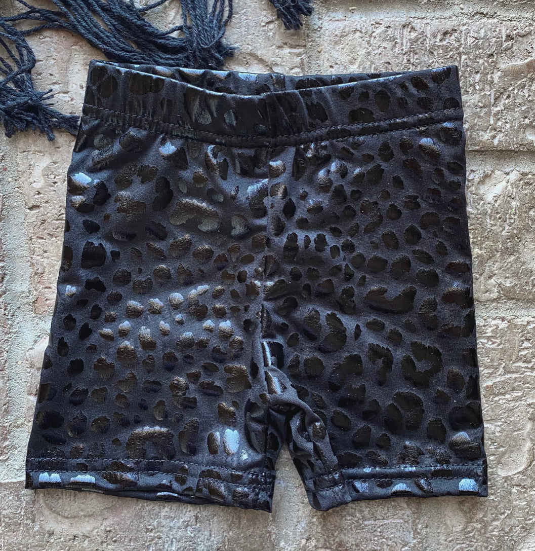 Leopard Pleather Biker Shorts