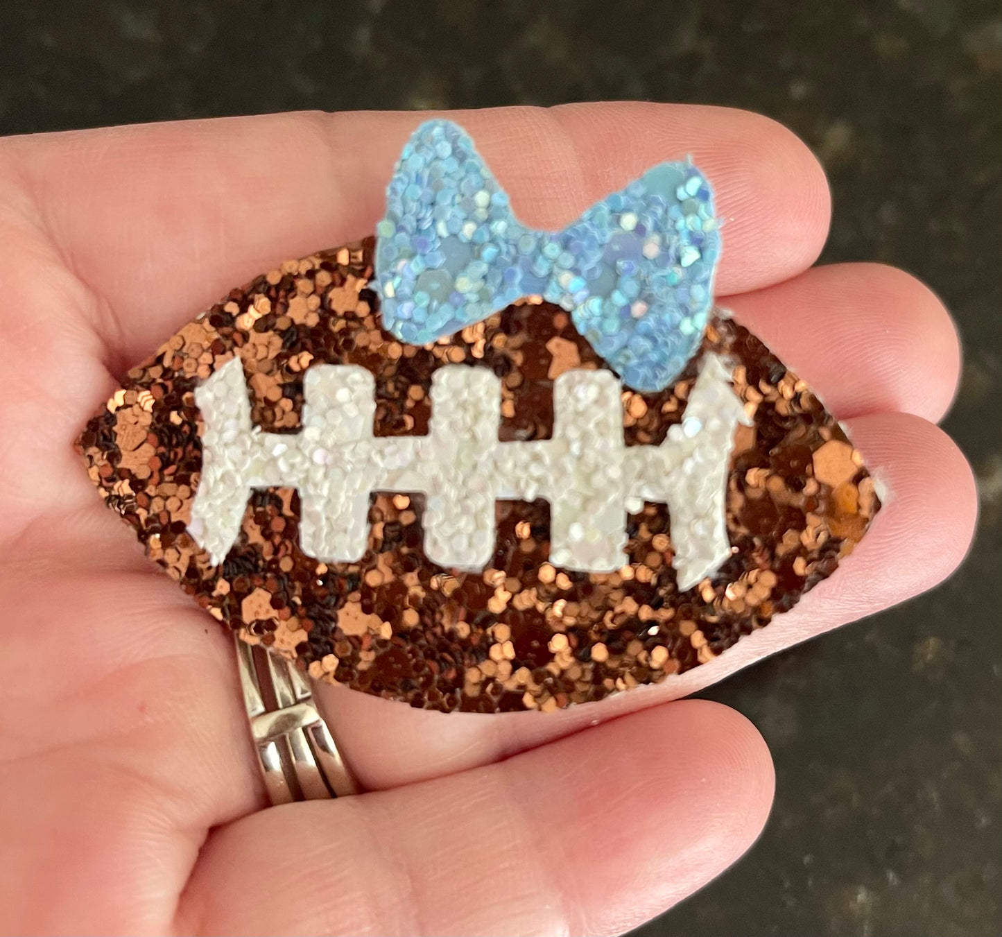 Sparkly Football Hair Clips