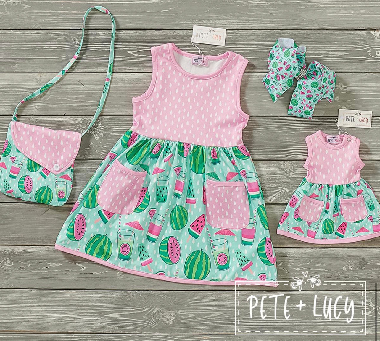 Pink Watermelon - Doll Dress