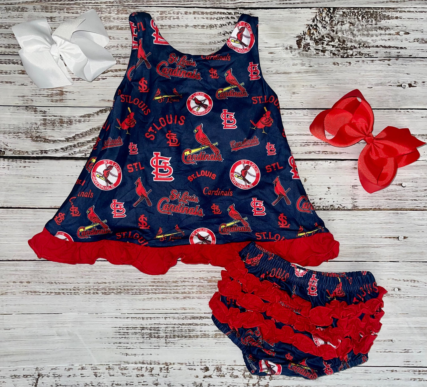 Cardinals Bow Dress w/ Bloomers