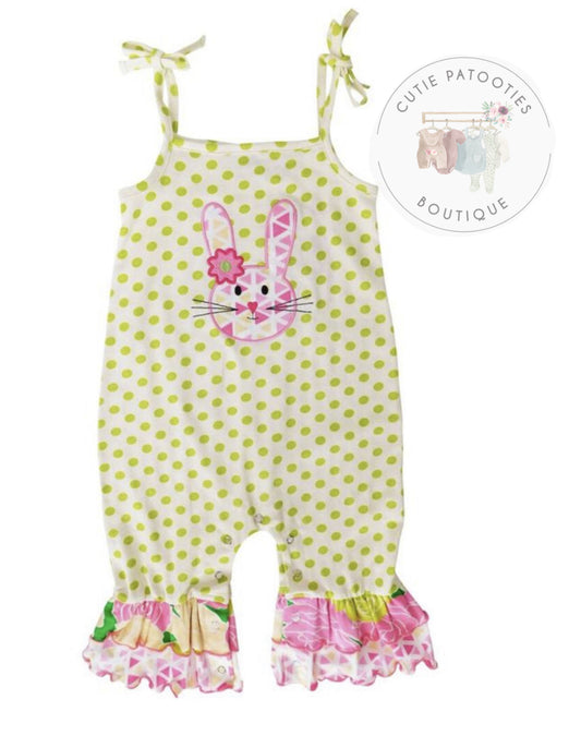 Green Easter Bunny Ruffled Romper