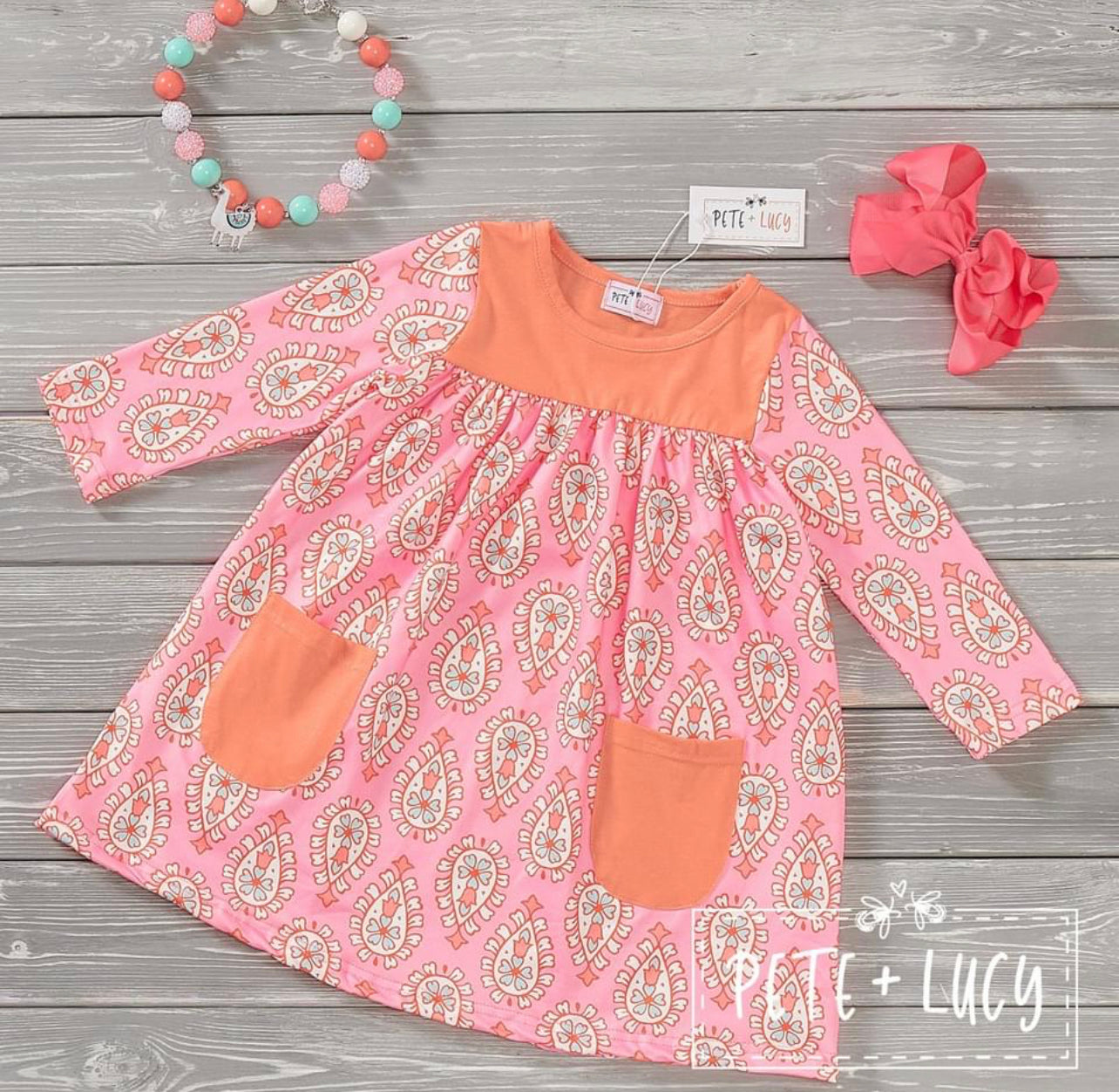 Peach Paisley-Dress