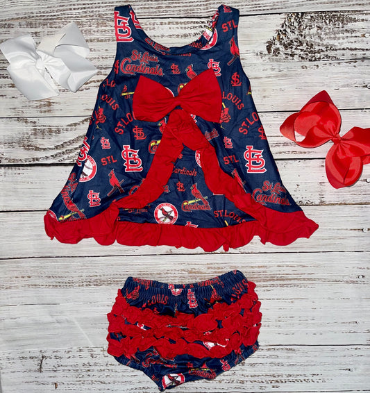 Cardinals Bow Dress w/ Bloomers