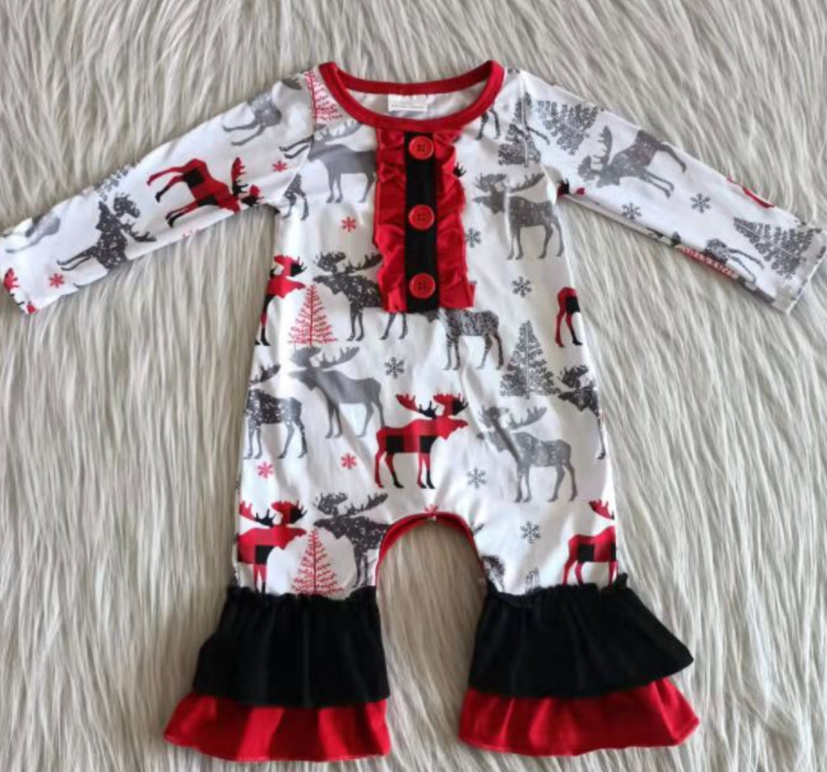 Moose Ruffle Romper