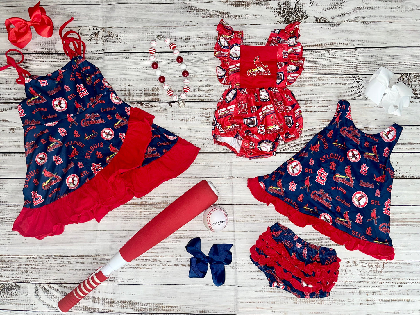 Cardinals Bow Dress w/ Bloomers