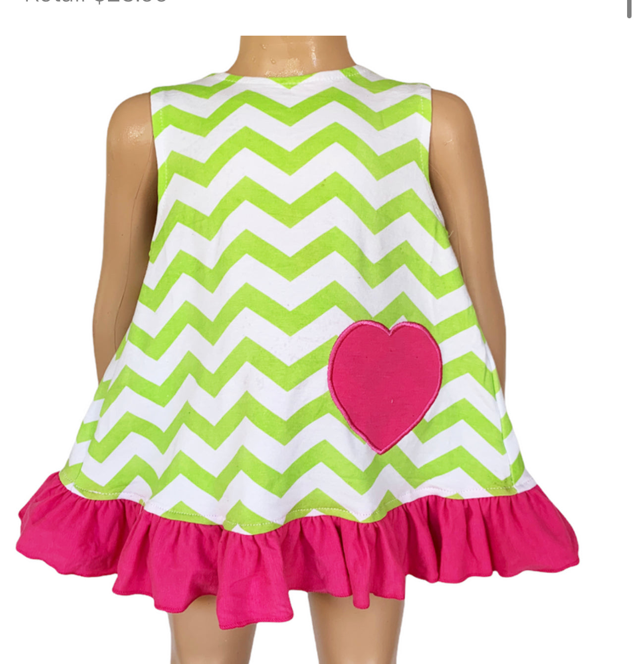 Pink Heart Chevron Swing top & Ruffled bloomers set