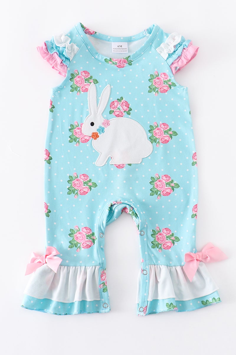 Blue Bunny Floral Romper