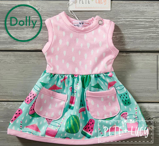 Pink Watermelon - Doll Dress