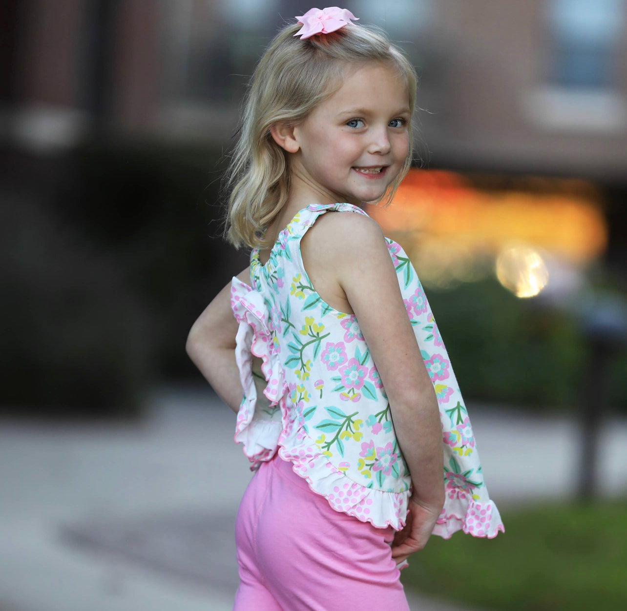 Spring Floral Polka Dot Swing Top