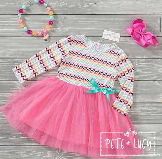 Rainbow Zigzag -Tulle Dress