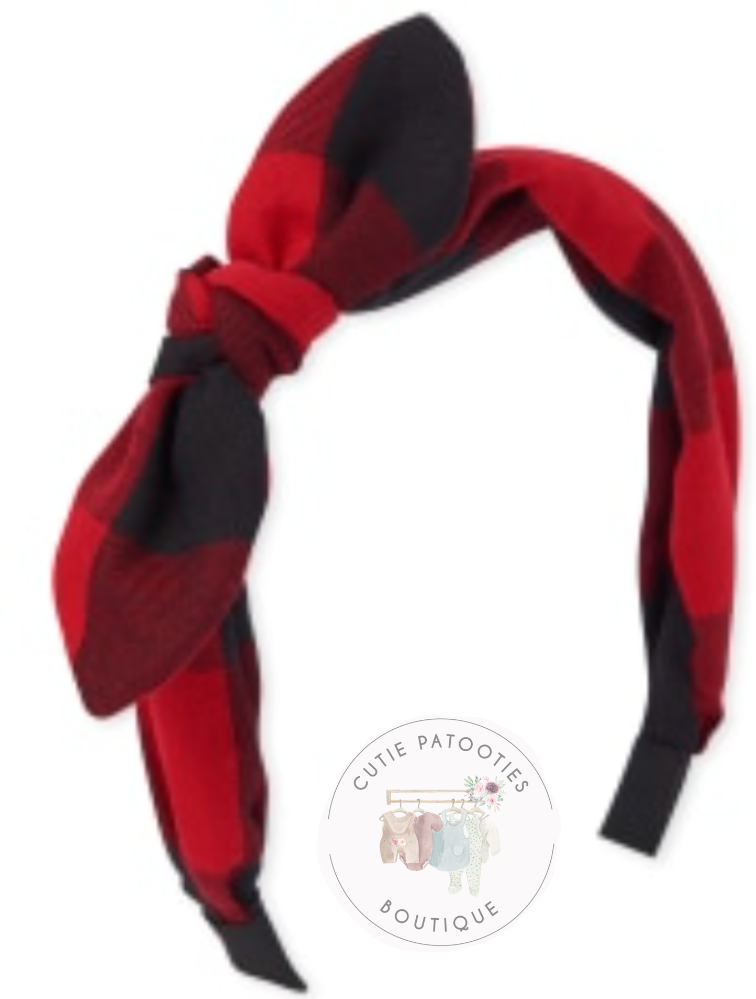 Girls Buffalo Plaid Headband