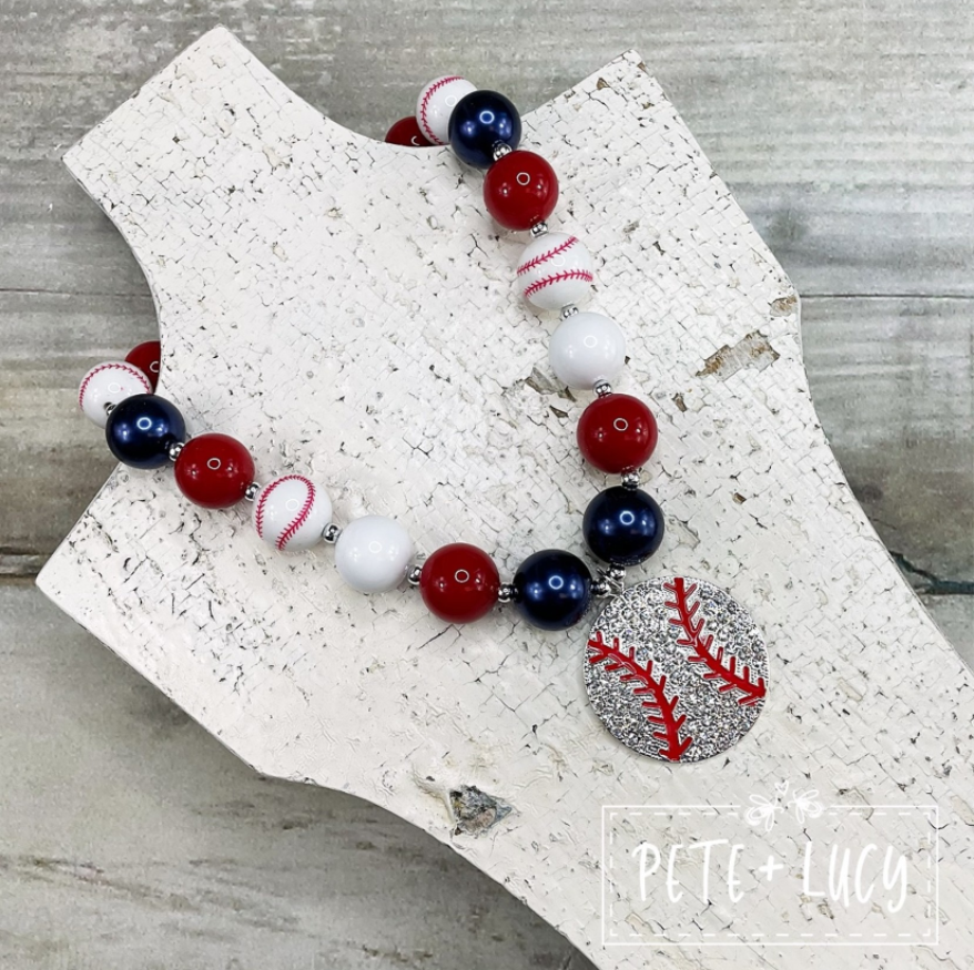 Kids Bling Baseball Necklace