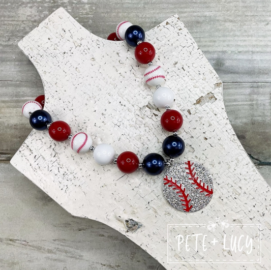 Kids Bling Baseball Necklace