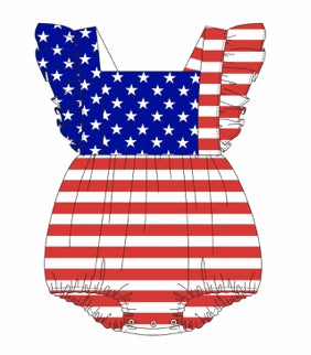 Patriotic Flag Girls Romper