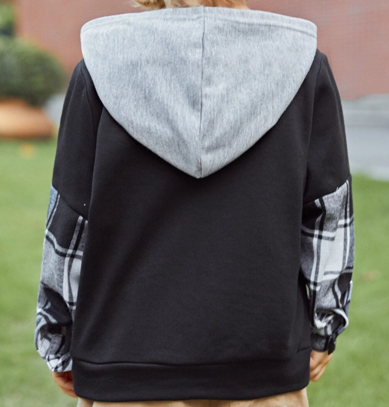 Black Plaid Hoodie