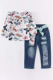 Butterfly Ruffle Denim Set