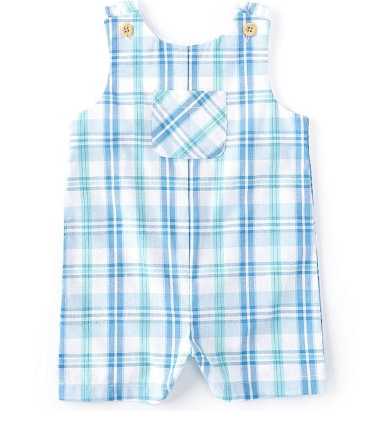 Boy's Blue & Green Plaid Romper