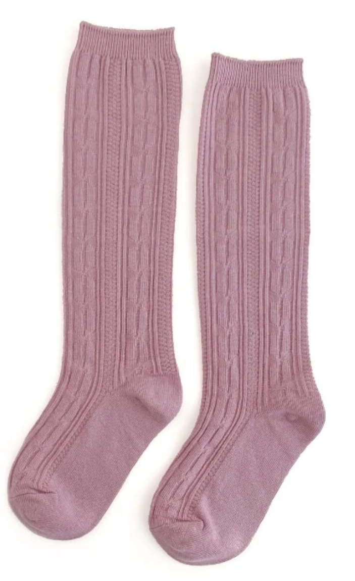 Infant Cable Knit Knee Highs - Dove